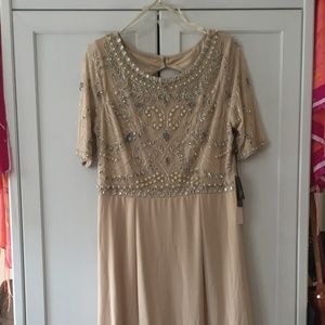 Adrianna Papell Full Beaded 3/4 Sleeve Gown